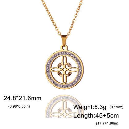 Skyrim Hekserij Heks Knoop Ketting Roestvrij Staal Helder Zirkoon Ronde Hanger Kettingen Amulet Wicca Sieraden Verjaardagscadeau