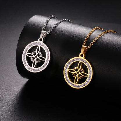 Skyrim Hekserij Heks Knoop Ketting Roestvrij Staal Helder Zirkoon Ronde Hanger Kettingen Amulet Wicca Sieraden Verjaardagscadeau
