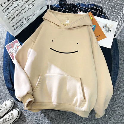2023 Herfst Winter Mode Kleding Capuchon Casual Y 2K Sweatshirt Dames Smile Gezicht Effen Kleur Hoodies Luie Stijl Losse Hoodie