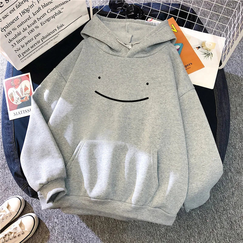 2023 Herfst Winter Mode Kleding Capuchon Casual Y 2K Sweatshirt Dames Smile Gezicht Effen Kleur Hoodies Luie Stijl Losse Hoodie