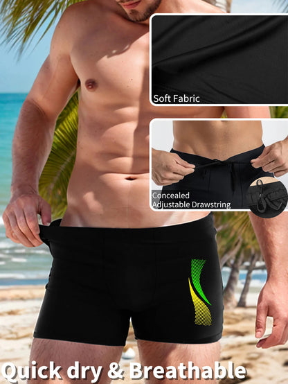Zwembroek met modedrukken Heren Sneldrogende strandboxershorts met trekkoord Zwemkleding voor jongens Onderbroeken