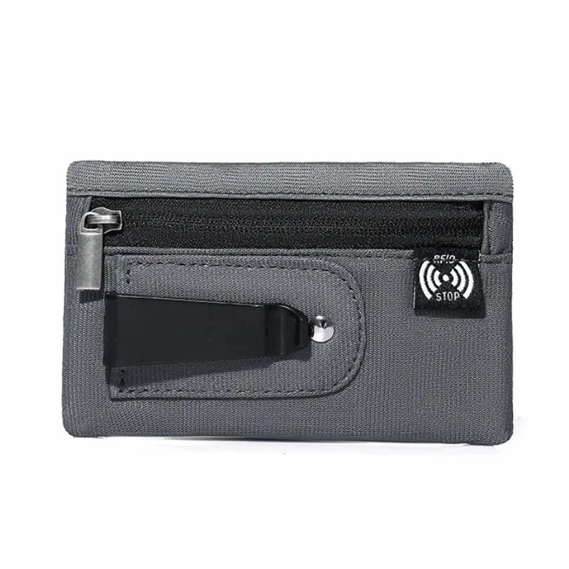 Rfid Credit Card Holder Men Wallets Luxury Nylon Slim Wallet Zipper Key Card Case Male Tactical Purse Coin Purse With Carabiner