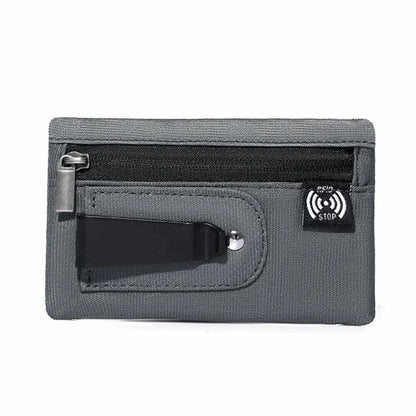 Rfid Credit Card Holder Men Wallets Luxury Nylon Slim Wallet Zipper Key Card Case Male Tactical Purse Coin Purse With Carabiner