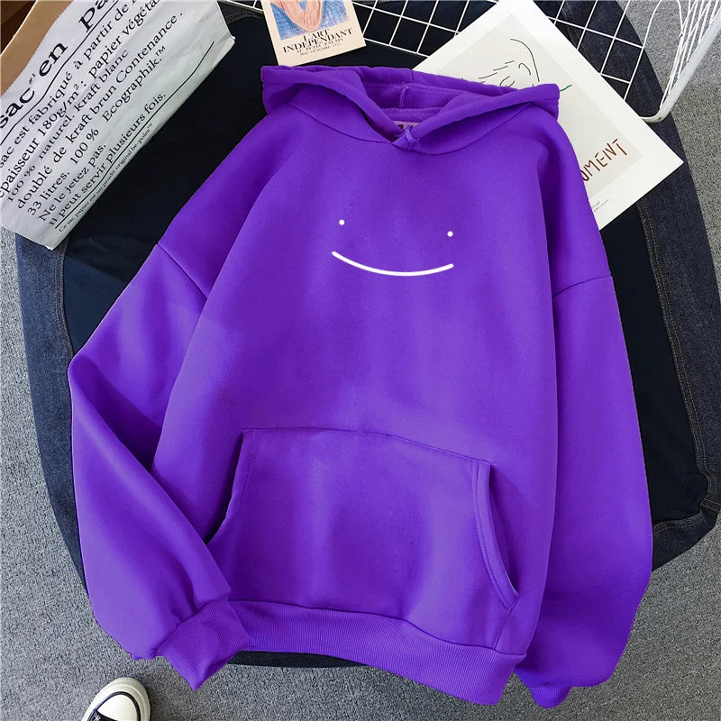 2023 Herfst Winter Mode Kleding Capuchon Casual Y 2K Sweatshirt Dames Smile Gezicht Effen Kleur Hoodies Luie Stijl Losse Hoodie