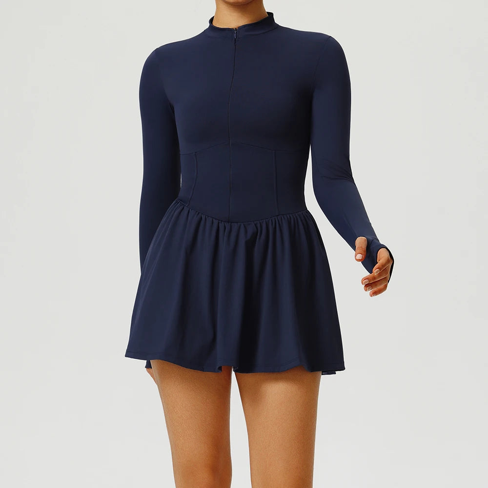 Women's Tracksuit Gym Jumpsuit Fitness Suit Short Sets V Back Sports Overalls Yoga Clothing Tennis Skirt Workout Set Sportswear