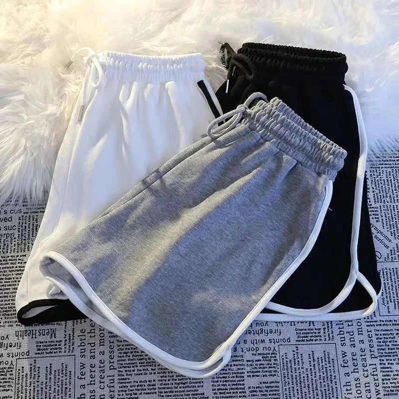 Gestreepte sportshorts dames Koreaanse mode casual mini-shorts zomer eenvoudige losse wijde pijpen shorts dames nieuw