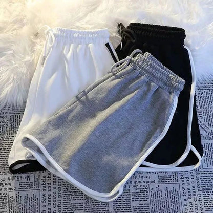 Gestreepte sportshorts dames Koreaanse mode casual mini-shorts zomer eenvoudige losse wijde pijpen shorts dames nieuw