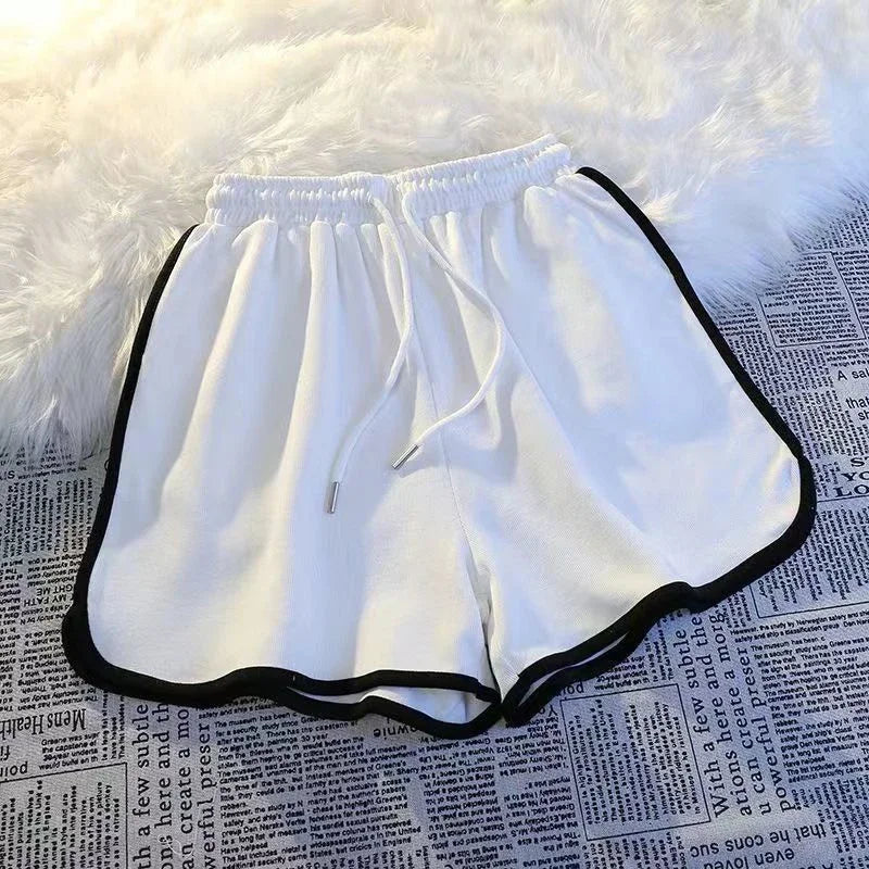 Gestreepte sportshorts dames Koreaanse mode casual mini-shorts zomer eenvoudige losse wijde pijpen shorts dames nieuw