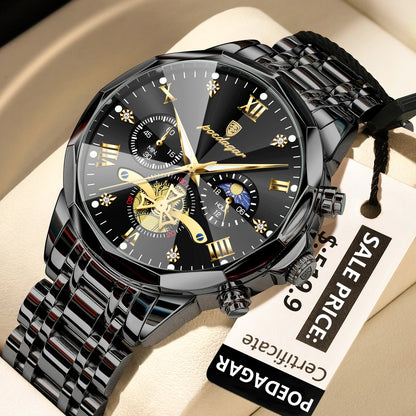 Reloj POEDAGAR de lujo para hombre, Reloj de pulsera Original resistente al agua con cronógrafo luminoso para hombre, relojes de cuarzo de acero inoxidable para hombre
