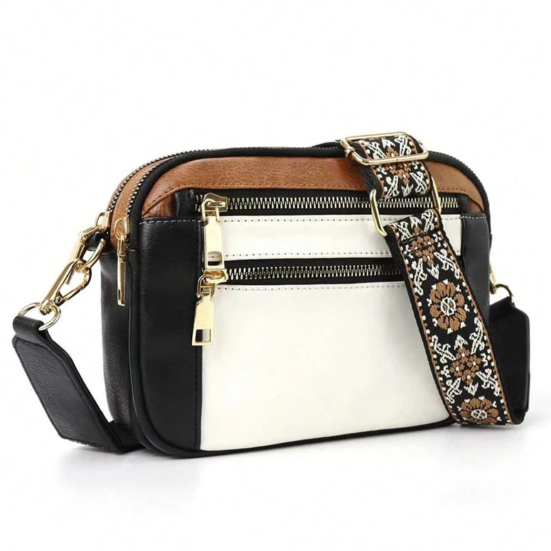 Retro modeklassieker, multifunctionele damestas, crossbodytas met schouderband met ritssluiting, kleine vierkante tas, geschikt voor kantoor