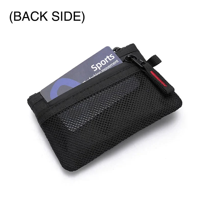 Rfid Credit Card Holder Men Wallets Luxury Nylon Slim Wallet Zipper Key Card Case Male Tactical Purse Coin Purse With Carabiner