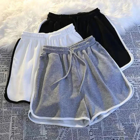 Gestreepte sportshorts dames Koreaanse mode casual mini-shorts zomer eenvoudige losse wijde pijpen shorts dames nieuw