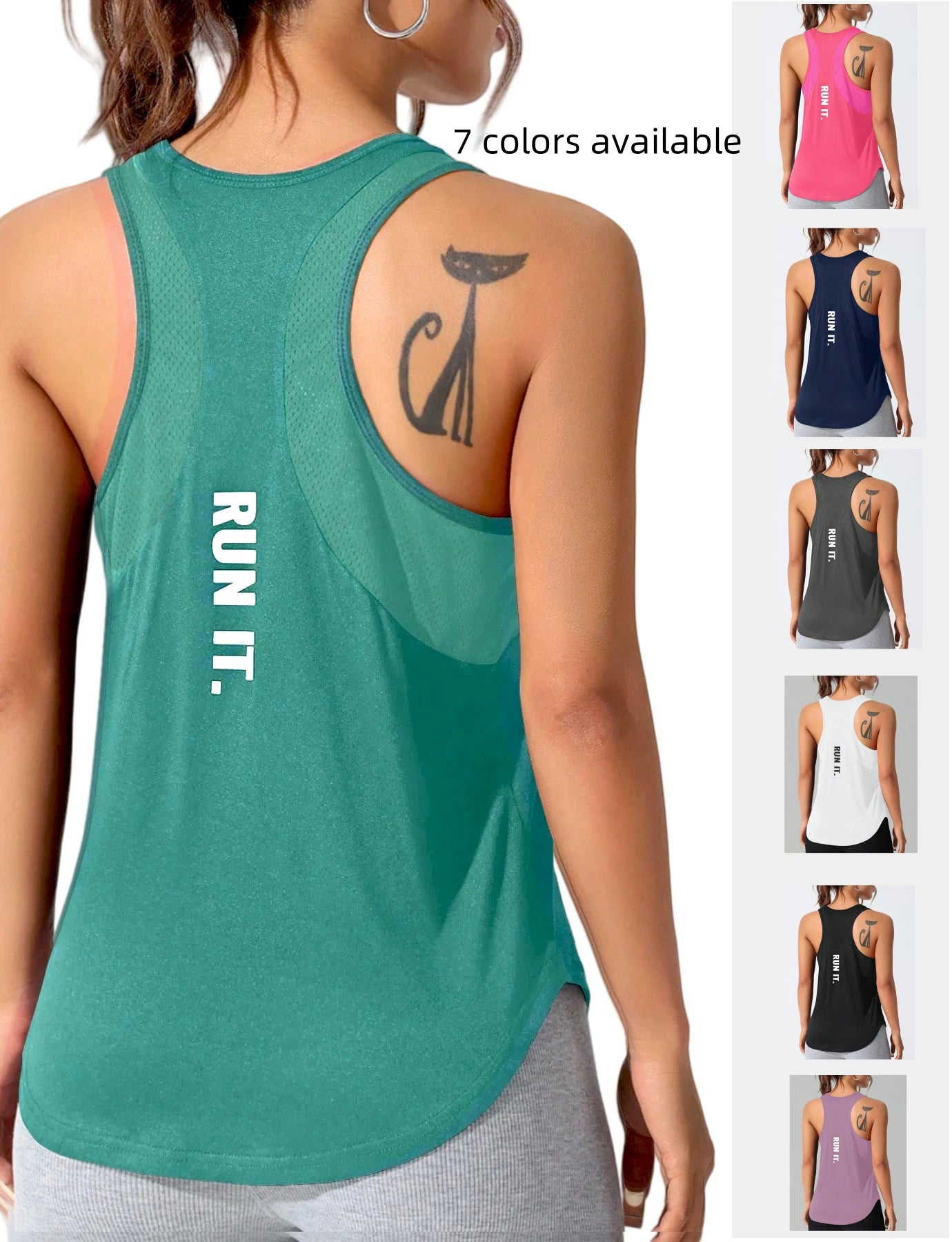 Sneldrogend sportvest met gestikte letters voor dames, ademende yogasportkleding van net, tennisuniformfietspak, dagelijks gebruik