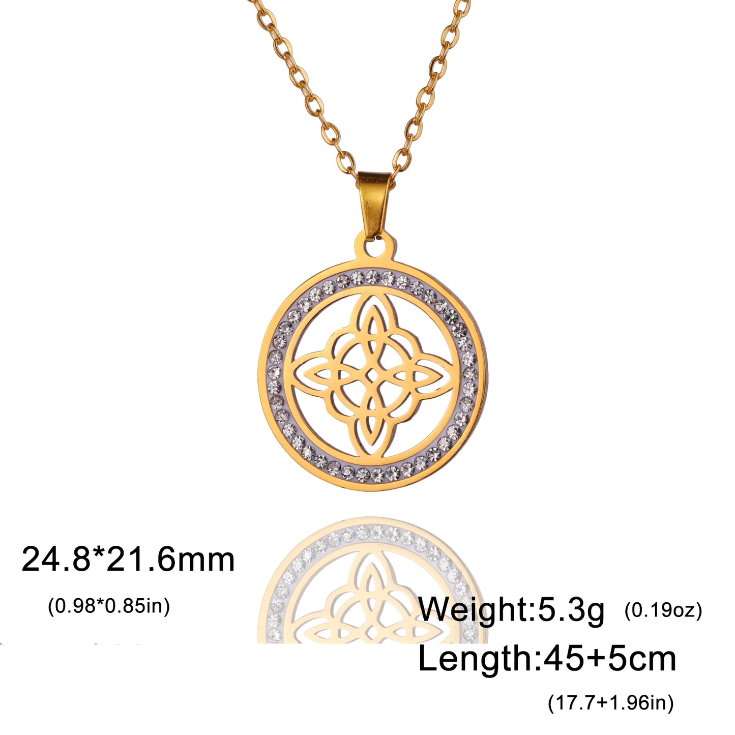 Skyrim Hekserij Heks Knoop Ketting Roestvrij Staal Helder Zirkoon Ronde Hanger Kettingen Amulet Wicca Sieraden Verjaardagscadeau