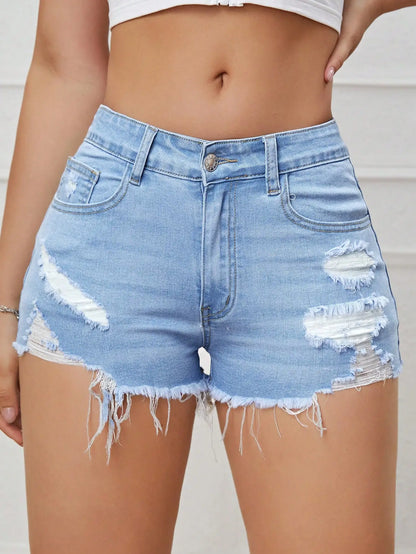Gescheurde rauwe denim shorts voor dames mode A-lijn zoom vrouwelijke zomer hotpants streetwear blauwe kleding mager sexy retro vrije tijd
