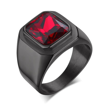 Vintage punk natuurlijke rode stenen ring voor mannen, vergulde roestvrijstalen dikke zegelring, hoge kwaliteit mode-sieraden cadeau