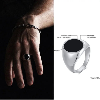 Punk Vintage Ethnic Rings for Men, Retro Viking Knot Rune Finger Band, Black Geometric Square Stone Signet Ring Jewelry