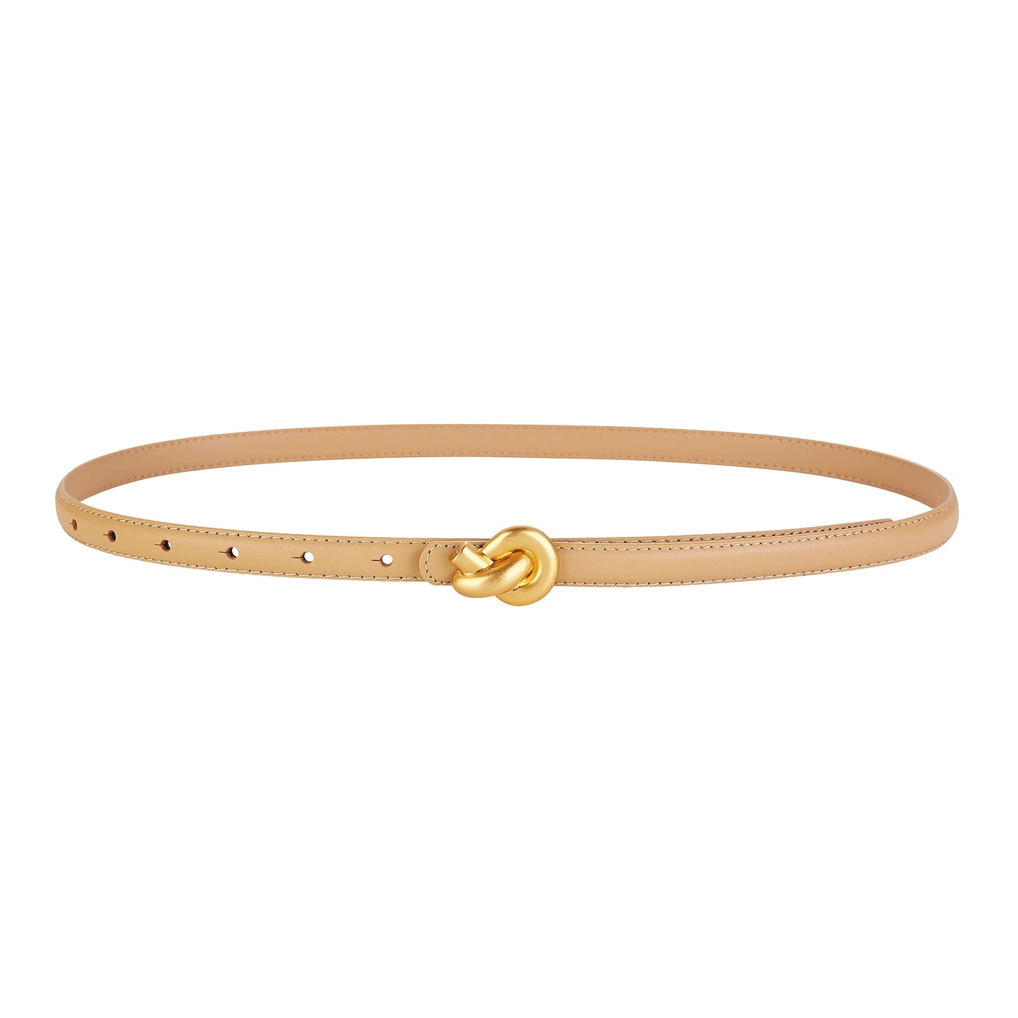 Premium Genuine Leather Women's Belt with Elegant Metal Knot Buckle Perfect for Dresses and Jeans